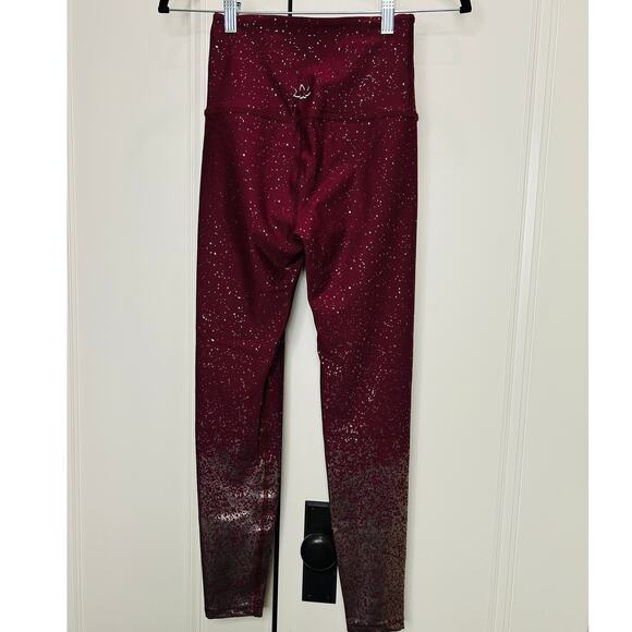 Women's Burgundy and Silver Glitter Leggings - Picture 6 of 7